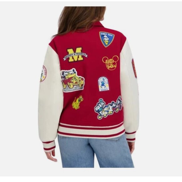 Mickey Mouse Disney Letterman Varsity Jacket Red Unisex - Picture 5 of 8
